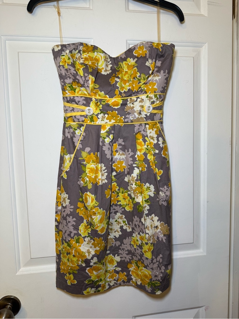 Trixxi Sz 3 Sweetheart Neck Strapless Floral Mini Dress Accent Waist Pleated